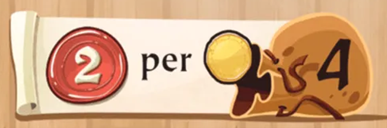 Automated energy management - A scroll shows 2 per 4 with the number 2 inside a red wax seal, the word per in black text, and a partially melted gold coin next to the number 4 on a brown background.